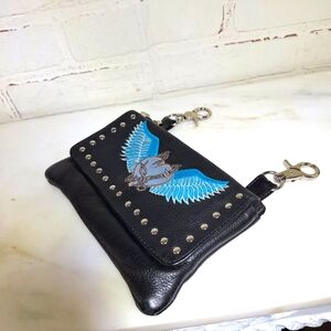 Faux Leather Wallet with Wings Clip Bag, Shoulder Bag or Belt Bag